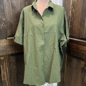 NWT Olive Green Button-Up Women's Top